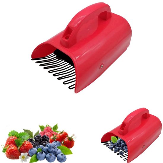1 stuk - Bessenplukker - Blauwe bessenplukker - Blauwe bessenschep - Fruitplukker - Efficiënt fruit plukken - Met handvat - Rood - Geschikt voor het plukken van frambozen, bramen en blauwe bessen