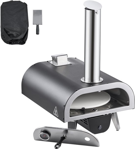 12-Inch Houtgestookte Pizzaoven voor Buiten met Thermometer, Elektrische Draaifunctie En Accessoires voor Achtertuin, Terras Of Camping van Merkloos