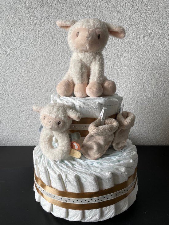 2-Laags Neutrale Luiertaart Little Dutch Farm Schaap van Little Dutch