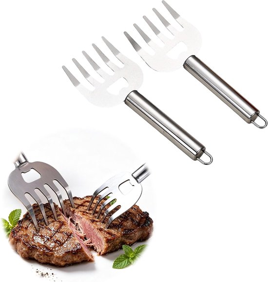 2 stuks vleesklauwen Pulled Pork roestvrij staal BBQ berenklauwen