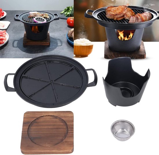 203 cm Draagbare Koreaanse BBQ Grill Pan met Rookloze Functie voor Indoor Outdoor Camping - Houtskool Grill Kachel voor Tafelblad van Merkloos