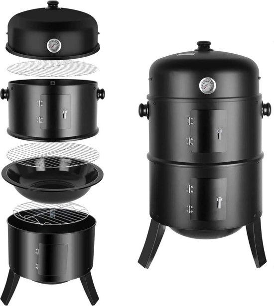 3-in-1 Smoker BBQ - Rookoven Demontabel - Rookton 3 Niveaus van Merkloos