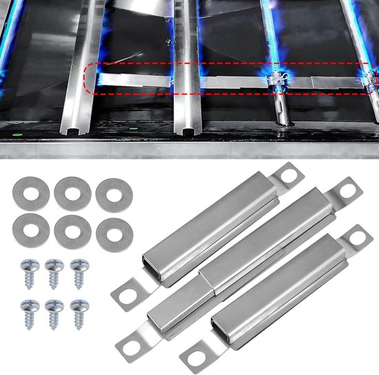 3 Stuks Gasgrill Cross over Brander, 12 tot 21 cm Gasbarbecue Reserveonderdelen, Crossover Buiskanaalbrander Vervanging, Crossover Buis BBQ-onderdelen, voor Charbroil Performance Vervangingsbuizen van Huthim