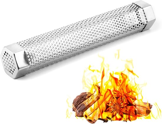 30 cm Roestvrijstalen Rookbuis voor Pelletgrill - Hoogwaardige Zeshoekige Koudrook Generator - Geschikt voor Warm en Koud Roken op Alle Grills