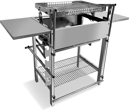 360° Roterende Houtskoolgrill - Draagbare BBQ Grill van Roestvrij Staal voor Buiten, Camping & Picknick - Voor 3-15 Personen van Merkloos