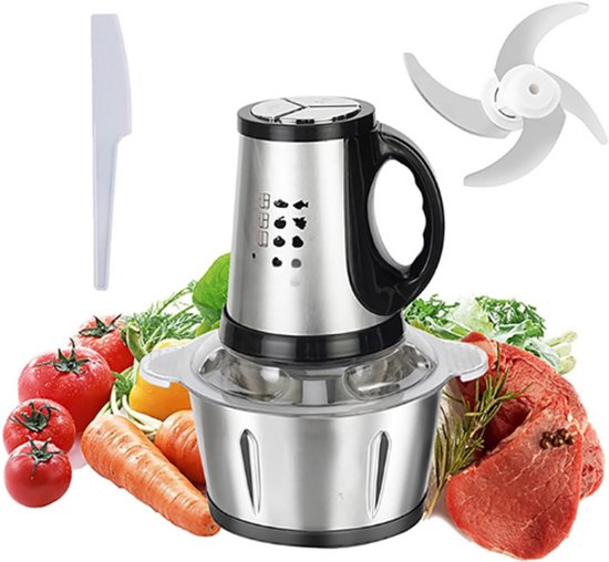 3L Vleesmolen Keukenmachine Met Handvat - Vegetarische Hakmolen Roestvrijstalen Kom - 300W Elektrische Keukenmachine - 3 Snelheden - Inclusief 4 Spatels Voor Babyvoeding, Vlees, Groenten & Fruit van Vermiculus