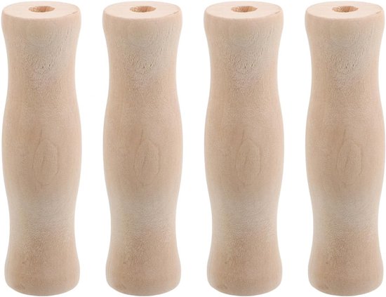 4-delige houten handgrepen voor keukengerei, ergonomisch en hittebestendig, ideaal voor kamperen en buitengebruik