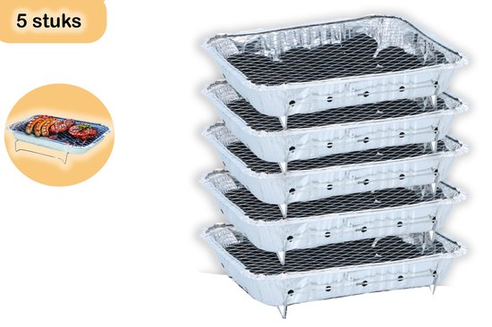 5 Stuks Barbecue 600 gram per stuk - Instant - Wegwerp - Buiten barbecue - Tafel - Rooster - Balkon - Picknick - Barbecue accessoires - Grill - Barbecue kopen - Barbecuen - Barbecue saus van Instant