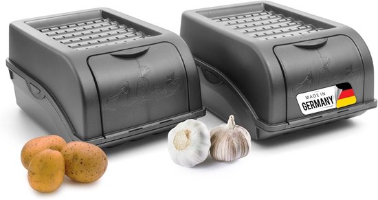 Aardappelbewaardoos - 2x klein 3,5L - ANTRACIETGRIJS - Uiendoos - Groentebox stapelbare aardappelbox uienopslag aardappelmand fruitcontainer aardappelbox voedselopslagcontainer van Merkloos