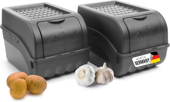 Aardappelbewaardoos - 2x middel 5L - ANTRACIETGRIJS - Uiendoos - Groentebox stapelbare aardappelbox uienopslag aardappelmand fruitcontainer aardappelbox voedselopslagcontainer van Geen merk