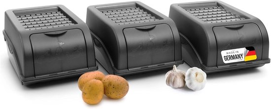 Aardappelbewaardoos | 3x klein 3,5L | ANTRACIETGRIJS | Uiendoos | Groentebox stapelbare aardappelbox uienopslag aardappelmand fruitcontainer aardappelbox voedselopslagcontainer van Merkloos