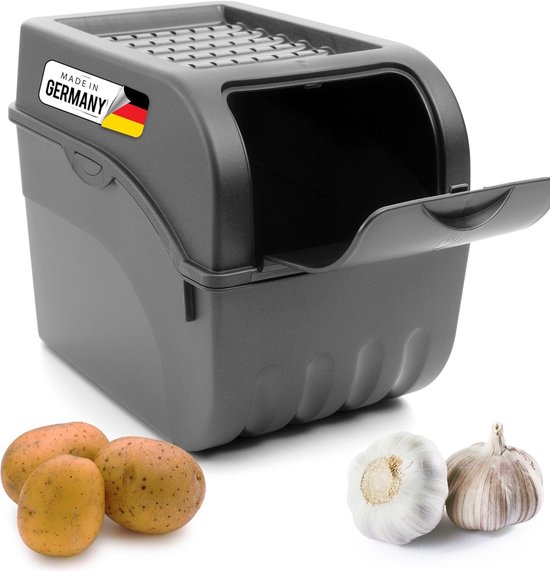 Aardappelbewaardoos | groot 9L | ANTRACIETGRIJS | Uiendoos | Groentebox stapelbare aardappelbox uienopslag aardappelmand fruitcontainer aardappelbox voedselopslagcontainer van Merkloos