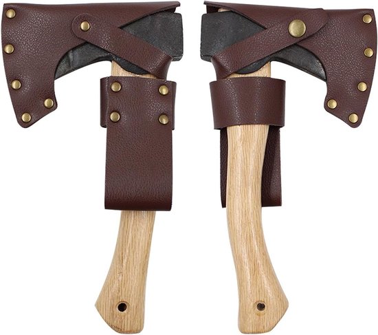 Allecto- Bijl - Kamperen - Roestbestendig - Bruin - Handvatbeschermhoes - Geschikt voor Outdooractiviteiten - Houten Bijl voor Buitenwerk - Lichtgewicht en Duurzaam Bijlkop en Bijl Steel (bruin) van Allecto