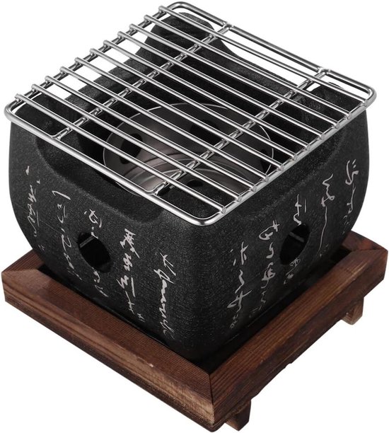 Allecto Plus - Draagbare Japanse grill voor buiten koken - Koreaanse stijl houtskool oven voor camping en tafel - grill gereedschap met hout alcohol fornuis van Merkloos