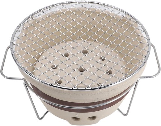 Allecto plus - Keramische Klei Houtskool Grill Tafelblad voor Binnen en Buiten Gebruik met Aardewerk Kookplaat en Kleine Grill - Ideale Smoker en BBQ - 78 characters van Allecto plus