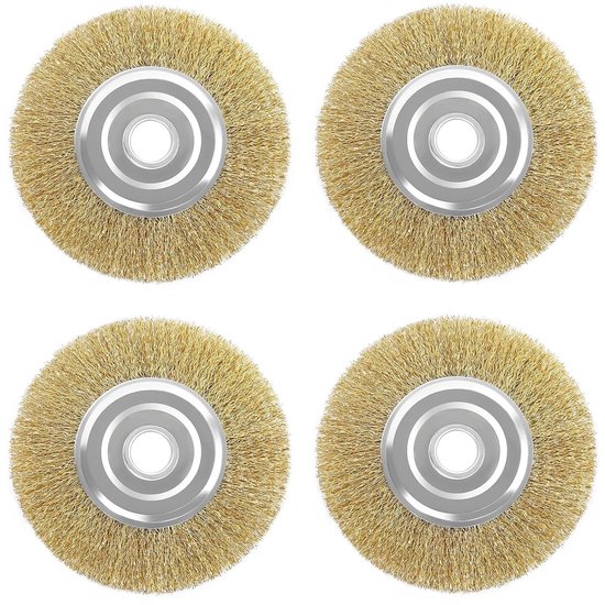 Allecto Plus - Set van 4 Staaldraad Voegenborstels voor Onkruidverwijdering en Mos - Messing Borstel - 12 mm Breed - Accessoires Reserveborstels van Allecto Plus