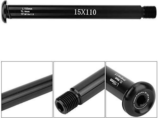 Allecto plus - Steekasfiets, Aluminium | Lengte: 155mm | Diameter: 9mm | Draad: M14x1,5 | Lichtgewicht Zwarte Fiets Stuurbuis Quick Release Fiets Vork Mount Steekas Voor FOX SC32 34 36 Serie van Allecto plus