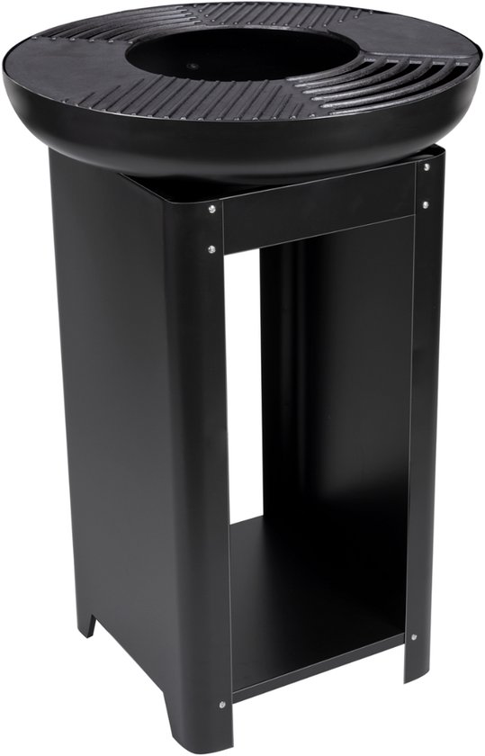 alpina 3-in-1 Vuurkorf en Grillplaat - Tuinhaard 61 x 90 cm - met Teppanyaki Bakplaat - Plancha BBQ met Brandhout Opslagplaats - Vuurkorf voor Buiten - Metaal van Alpina