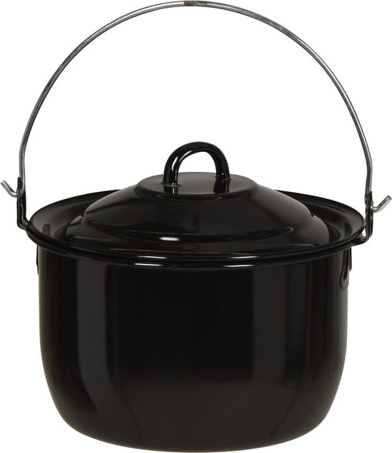 Ambiance Emaille Pan Met Deksel Voor Bbq Ø 20 Cm 3,3 Liter Zwart van Ambiance