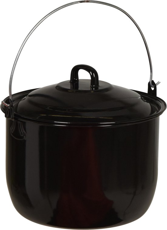 Ambiance Emaille Pan Met Deksel Voor Bbq Ø 24 Cm 6,7 Liter Zwart van Ambiance