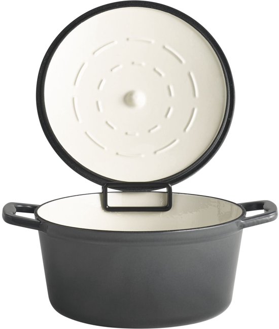 APS 5 Sterren steelpan met deksel, hoogte 115 mm, ø 250 mm antraciet/crème van APS