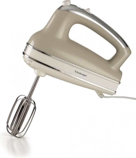 Ariete 1548/03 - Vintage handmixer - 5 snelheden - Turbofunctie - deeghaken & gardes - 450 Watt - Beige van Ariete