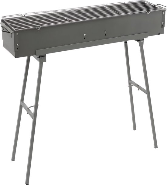 Auto Grille 65cm Grijs - Draagbare, opvouwbare houtskoolgrill en 60*18*65cm - Voor Camping, Tuin, Buiten Koken en Auto Styling