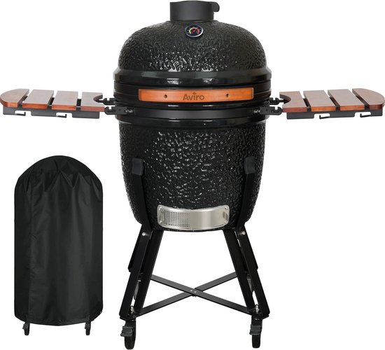 Aviro Kamado BBQ Egg XL - 21,6 Inch - Inclusief Hoes - Tot 10 Personen - Houtskoolbarbecue - Ø 46 CM - Zwart van Aviro
