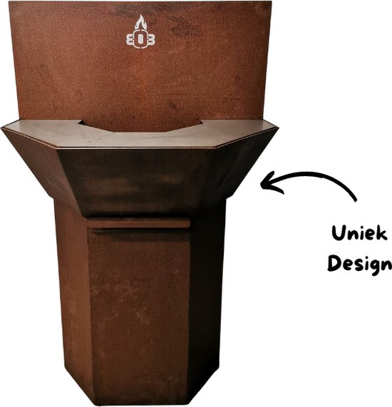 B0BS BBQ - Cortenstaal - Cortenstaal Barbecue - Praktische aslade - Platte achterkant - Ingebouwde lekrand van SenS-Line