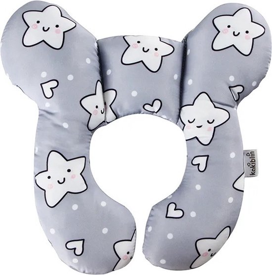 Baby Maxi Cosi Steun Kussen - Grijs sterren Neksteun voor Baby's - Steunkussen voor Reiswieg - MaxiCosi Steunkussen - Slaapkussen MaxiCosi - Neksteun voor Baby in de Auto - Babystoel Nek Steun - Baby Slaapkussen - Autostoel Nekkussen / Nek Kussen van Airoya