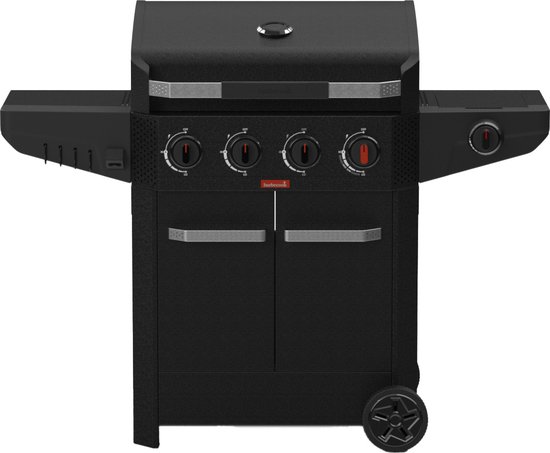 Barbecook Luca 412 gasbarbecue met kast en zijbrander zwart 145.4x60.3x112.3cm van Barbecook
