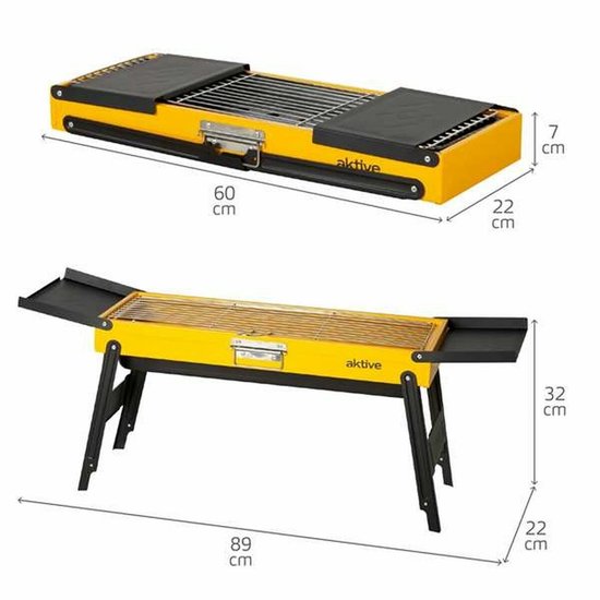 Barbecue Draagbare Aktive Staal 89 x 32 x 22 cm Geel
