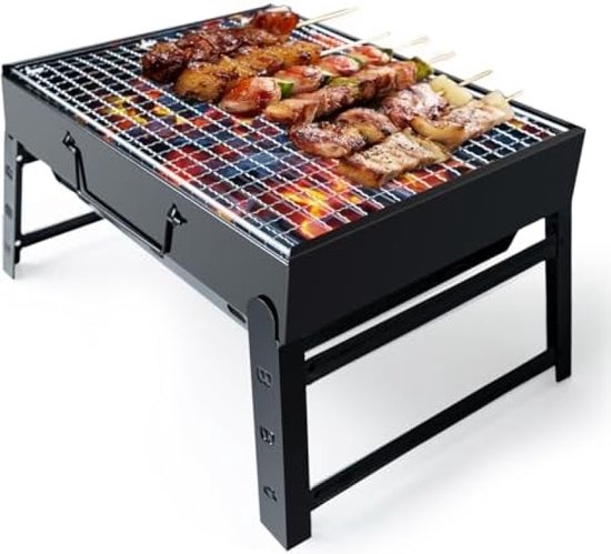 Barbecue grill - draagbare en opvouwbare houtskoolgrill - BBQ met handvaten - tafelblad BBQ outdoor - 40 x 25 x 20 cm van Merkloos