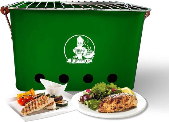 Barbecue Grill Groen - Gemakkelijk Mee te Nemen - Draagbare BBQ - Lichtgewicht Vierkante Mini Barbecue - 25 cm x 43 cm x 26 cm.