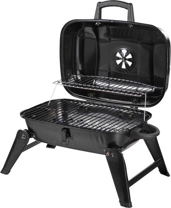 Barbecue - Houtskool - Rechthoekige houtskool BBQ - Camping BBQ - Draagbaar - Zwart van Musun.