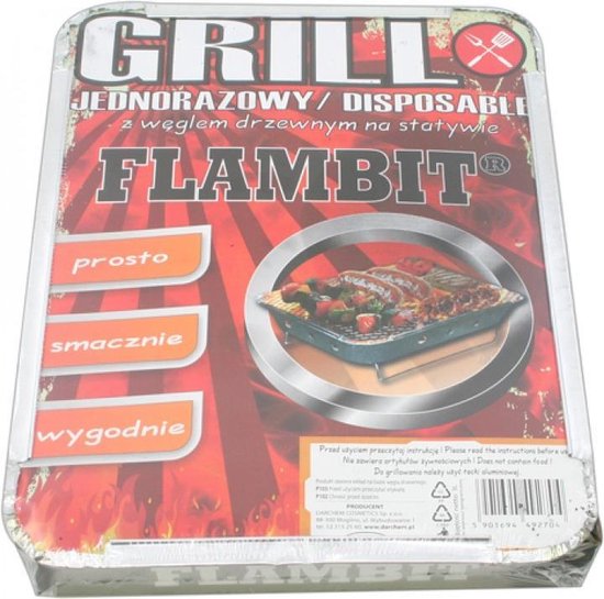 Barbecue - Instant & Wegwerp -  30x24x5cm met houtskool - Op pootjes