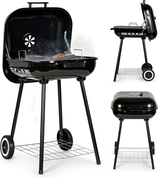 Barbecue - ModernHome - 43x40 cm rooster - met wielen van Merkloos