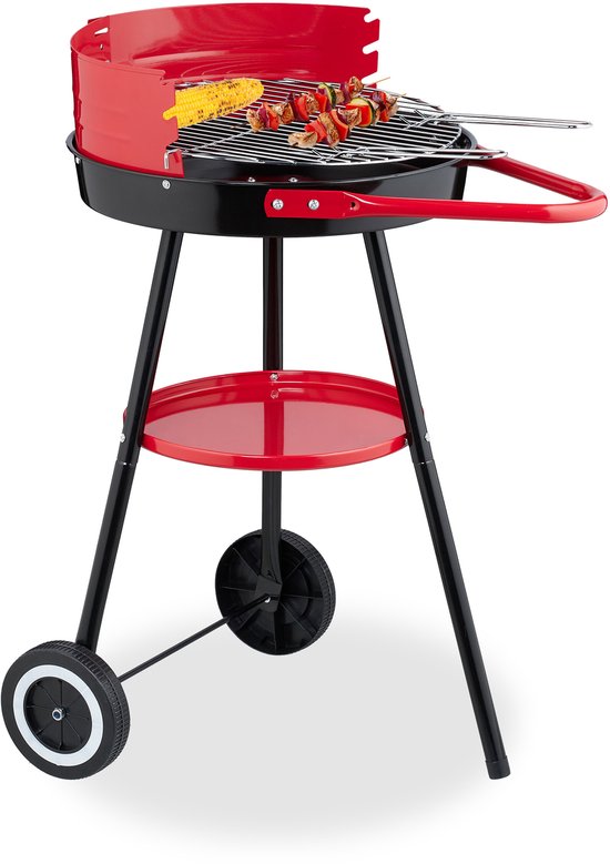 barbecue op wielen - Ø 40 cm - hoogte verstelbaar rooster - windvanger van ProGarden