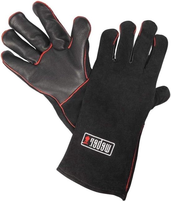 Barbecue Ovenwanten | Hittebestendige Handschoenen | Leren Handschoenen | Inclusief Borduursel | Accessoires | 2 Stuks (1 Paar) - Zwart (17896) Barbecue van Livinxs