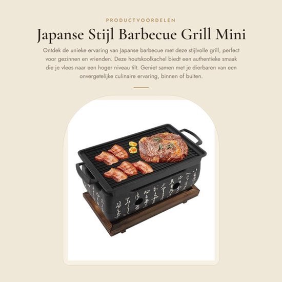 Barbecuegrill in Japanse stijl - Mini-houtskoolkachel - Voor gezellige momenten - Hibachi voor yakiniku - Perfect voor kamperen