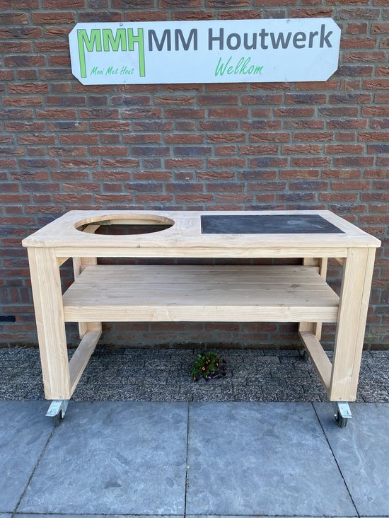 Barbecuetafel, Buitenkeuken, BBQ tafel, Kamado tafel douglashout, van MMHoutwerk van Merkloos