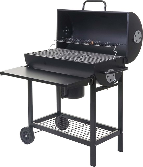 Barbecuetrolley MCW-F70, houtskool barbecue staander barbecue tuinbarbecue met dekselplateau, staal 103x93x70cm zwart van MCW