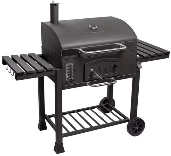 Barbecuewagen - Houtskoolbarbecue - BBQ - Smoker XXL - Houtskoolgrill - Met Wielen, Roestvrijstalen Handgreep, Kookrooster en Thermometer van Merkloos