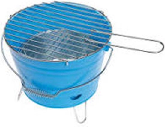 Barrel Barbecue Grill - Blauw of rood - Metaal - 27 x 23 cm - handig voor op reis - picknick - balkon - bbq van BBQ Collection