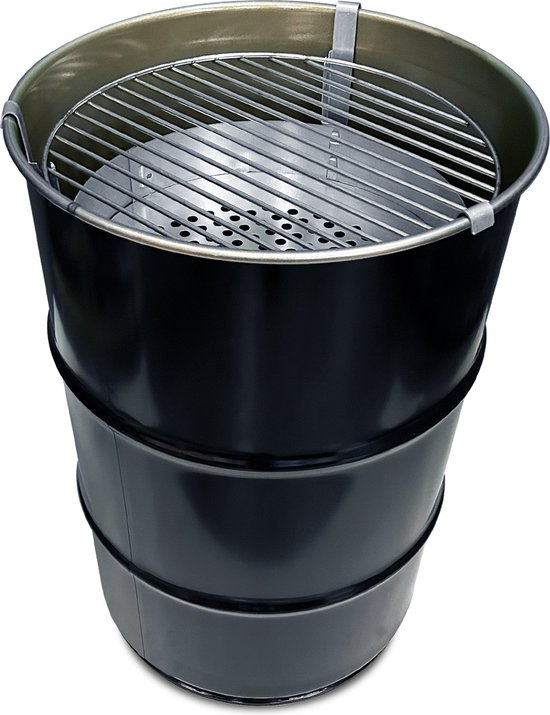 Barrelkings small industriële houtskool barbecue-b-BBQ| Vuurkorf in één|60 Liter metalen olievat 40x58CM van Barrelkings