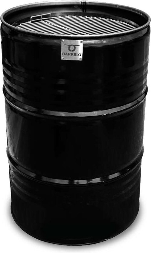 BarrelQ Big 200 L olievat multifunctioneel houtskool barbecue- vuurkorf- statafel in één met Teppanyaki grill plaat en beschermhoes van BarrelQ