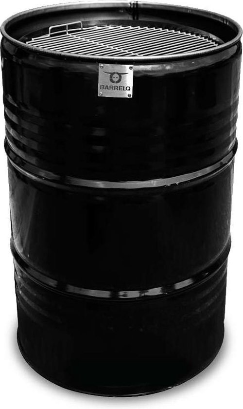 BarrelQ - Big industrieel houtskool Barbecue vuurkorf en statafel in één 200L olievat zwart van BarrelQ