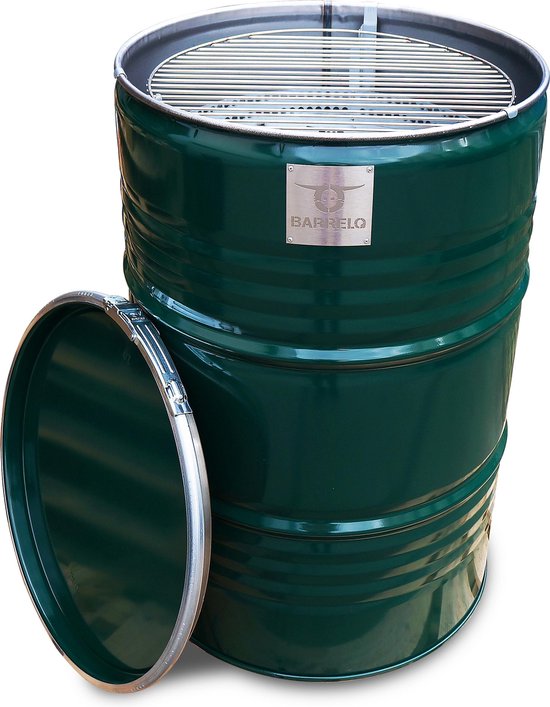 BarrelQ|Big|Multifunctioneel houtskool Barbecue- BBQ vuurton|vuurkof|statafel|British Racing Green Special Edition van BarrelQ