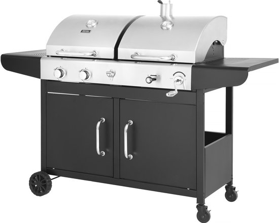 BBQ 2 in 1 gas en houtskool barbecue "Western" - Zwart van Merkloos