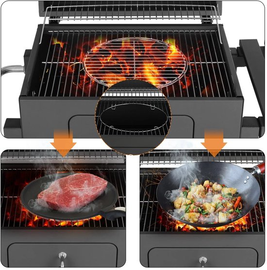BBQ - BBQ Houtskool - Smoker - Luxe - Verticale - Barbecue - Grote BBQ Grill - op Wielen - voor 5-10 Personen met Deksel en Opbergruimte – Ideaal voor Tuin & Camping van Merkloos